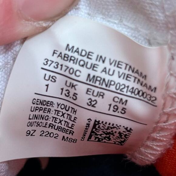 Converse Neutral White Black Not A Chunk Hight Top Lace Up Sneaker Boys 1 - Picture 8 of 8